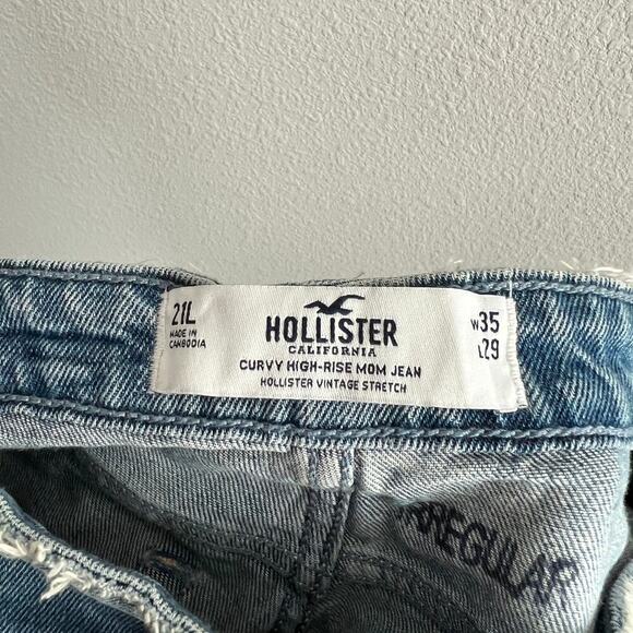 New Hollister Curvy Mom Jeans Women's 21 Long High Rise Distressed Plus Size - Picture 6 of 8